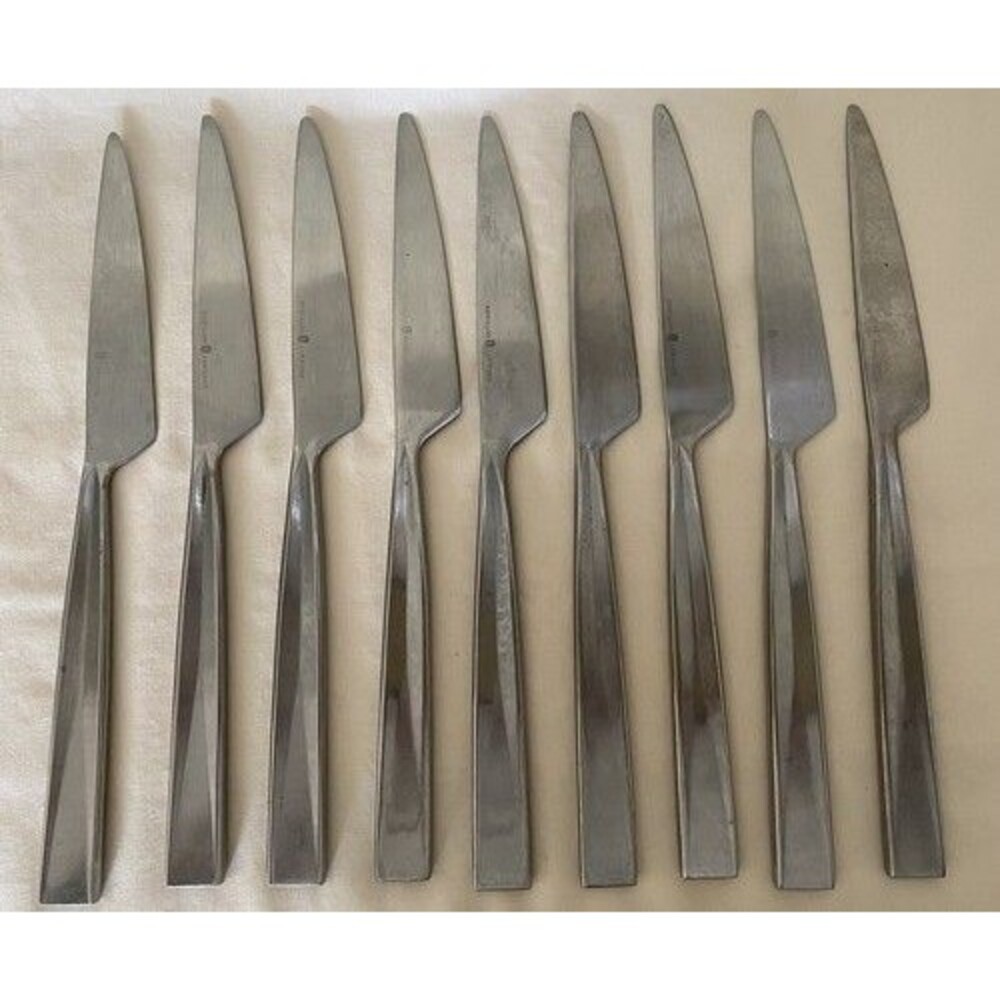 9 Gourmet Settings Stainless Steel Metro Pattern French Solid Dinner Knives